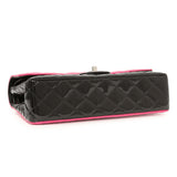 Chanel Black Pink Quilted Patent Medium Classic Double Flap