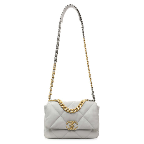 Chanel Grey Quilted Medium Chanel 19 Flap Handbags Chanel