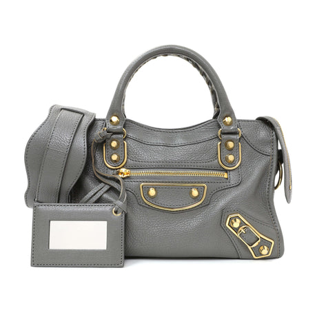 Balenciaga Grey Chevre Metallic Edge Mini City Handbags Balenciaga