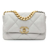 Chanel Grey Quilted Medium Chanel 19 Flap Handbags Chanel