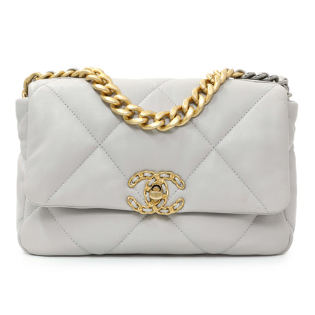 Chanel Grey Quilted Medium Chanel 19 Flap Handbags Chanel