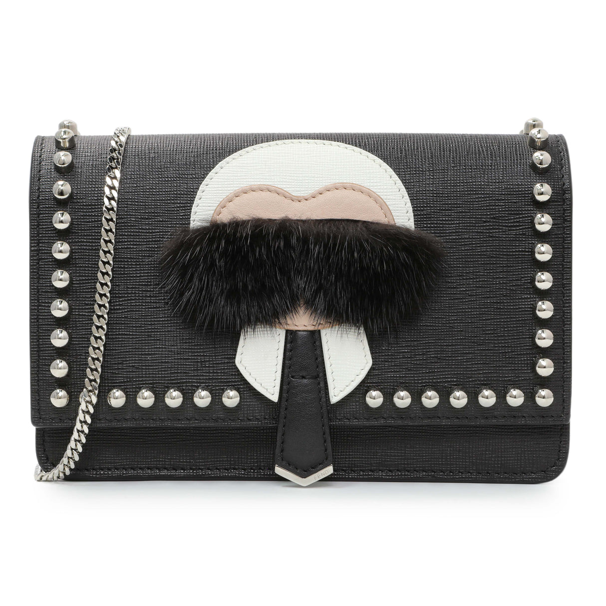 Fendi Black Karlito Wallet on Chain Handbags Fendi