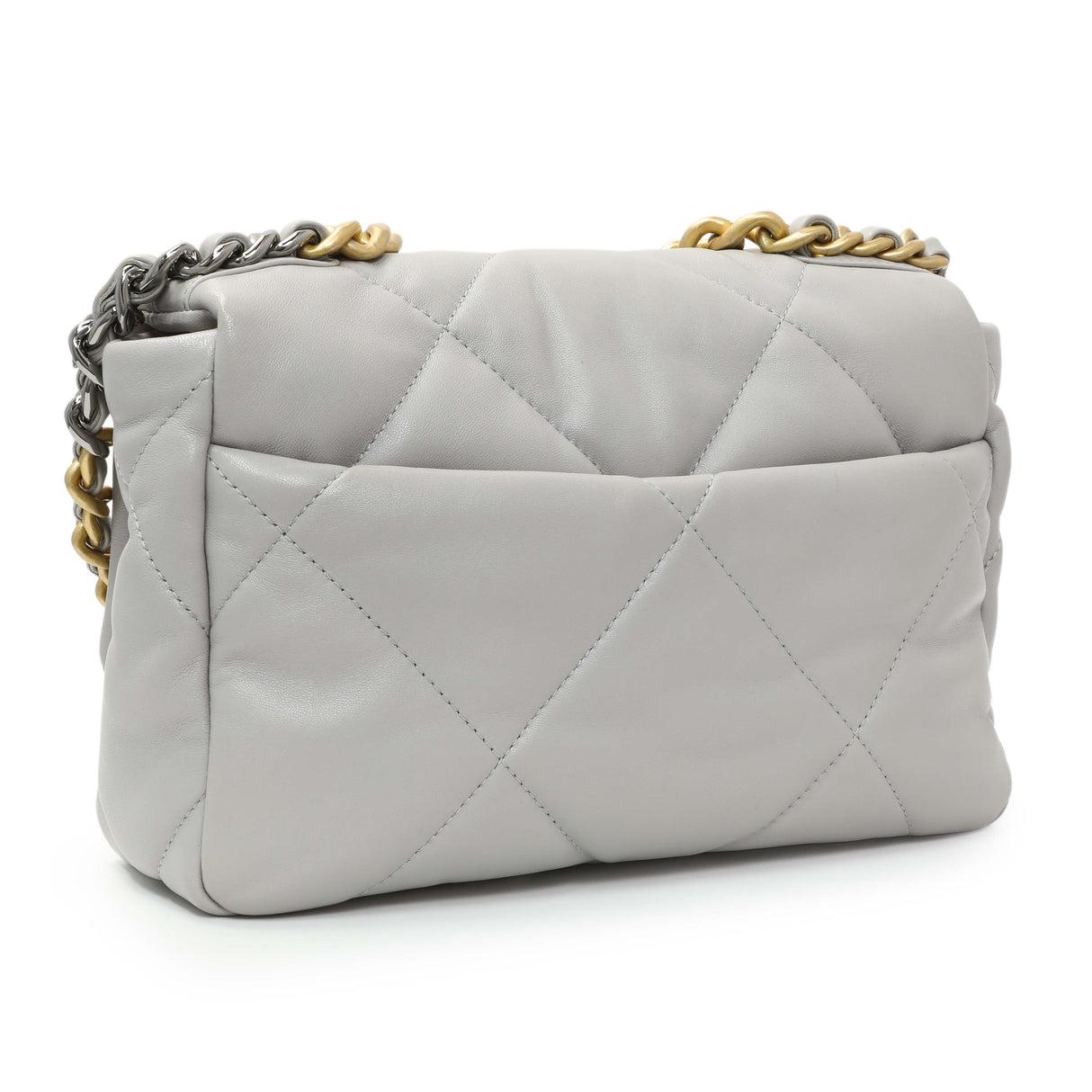 Chanel Grey Quilted Medium Chanel 19 Flap Handbags Chanel