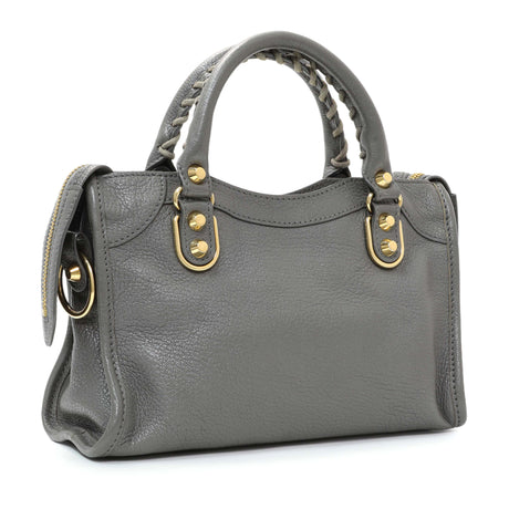 Balenciaga Grey Chevre Metallic Edge Mini City Handbags Balenciaga
