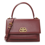 Balenciaga Burgundy Box Calfskin XS Sharp Top Handle Bag Handbags Balenciaga