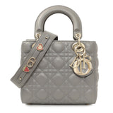 Christian Dior Grey Lambskin Cannage Small My ABCDior Lady Dior