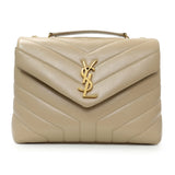 Saint Laurent Dark Beige Calfskin Loulou Chain Small Satchel Handbags Saint Laurent