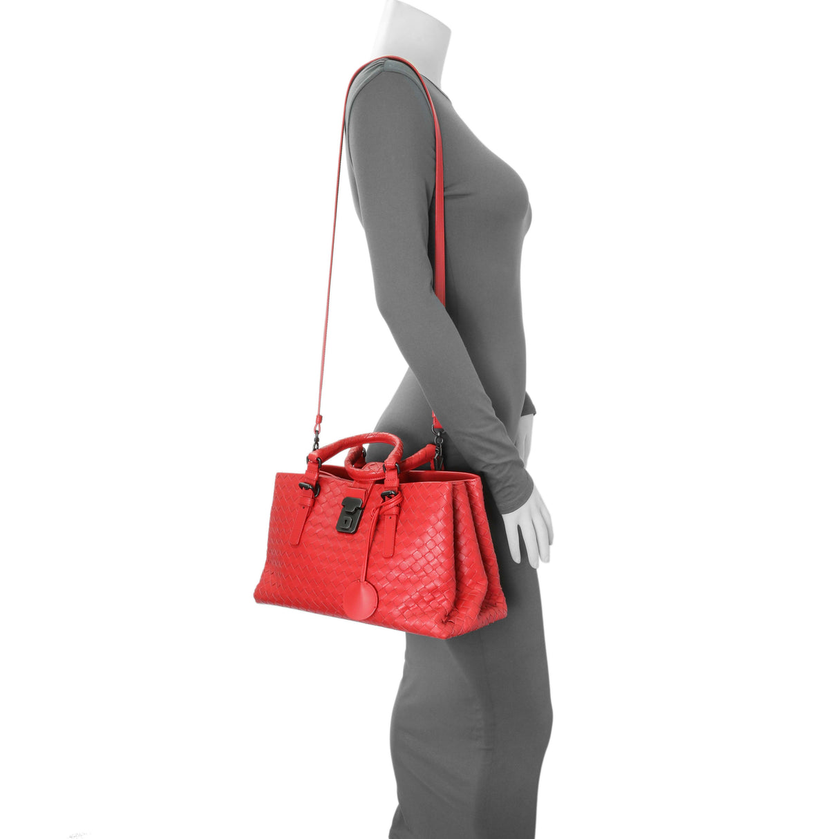 Bottega Veneta Red Intrecciato Small Roma Tote Handbags Bottega Veneta