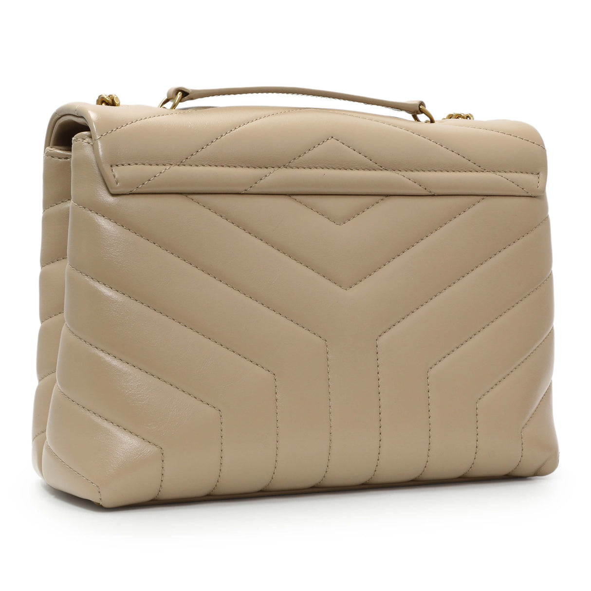 Saint Laurent Dark Beige Calfskin Loulou Chain Small Satchel Handbags Saint Laurent