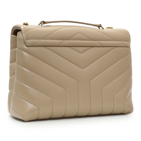 Saint Laurent Dark Beige Calfskin Loulou Chain Small Satchel Handbags Saint Laurent