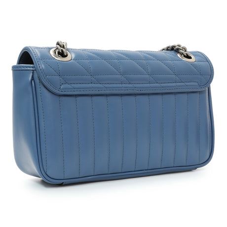 Gucci Blue Calfskin Matelasse Aria Small GG Marmont Shoulder Bag Handbags Gucci