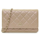 Chanel Gold Quilted Caviar Wallet On Chain WOC Handbags Chanel