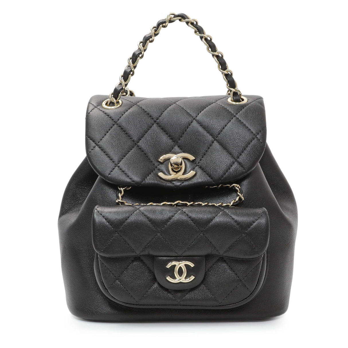 Chanel Black Quilted Lambskin Small Duma Drawstring Backpack Handbags Chanel