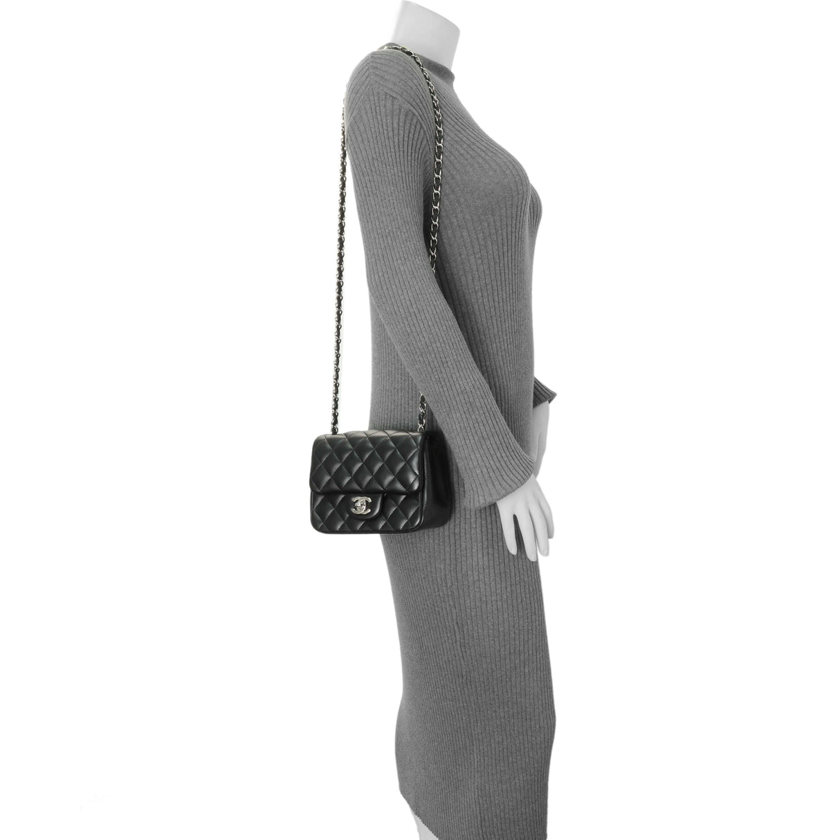 Chanel Black Quilted Lambskin Mini Square Flap Handbags Chanel