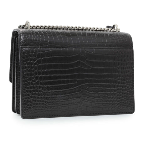 Saint Laurent Black Crocodile Embossed Calfskin Medium Monogram Sunset Handbags Saint Laurent
