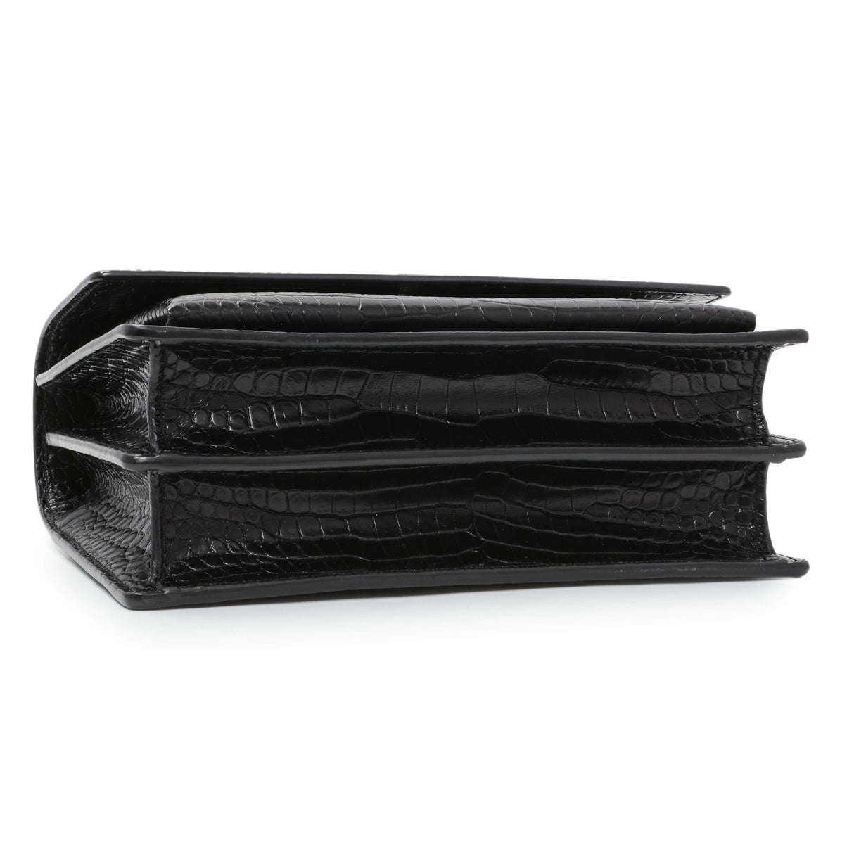 Saint Laurent Black Crocodile Embossed Calfskin Medium Monogram Sunset Handbags Saint Laurent