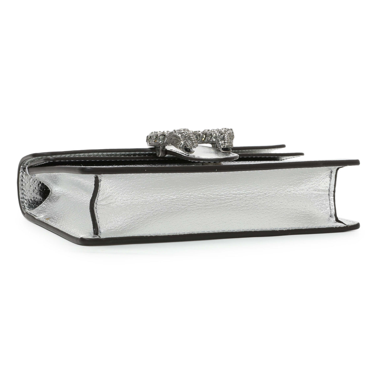 Gucci Silver Metallic Calfskin Super Mini Dionysus Shoulder Bag Handbags Gucci
