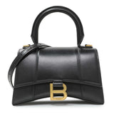 Balenciaga Black Calfskin Mini Hourglass Top Handle Bag Handbags Balenciaga