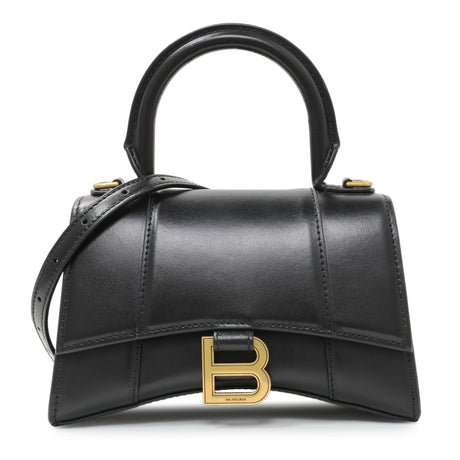 Balenciaga Black Calfskin Mini Hourglass Top Handle Bag Handbags Balenciaga