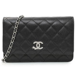 Chanel Black Quilted Caviar Crystal Star Wallet on Chain Handbags Chanel