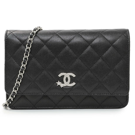 Chanel Black Quilted Caviar Crystal Star Wallet on Chain Handbags Chanel
