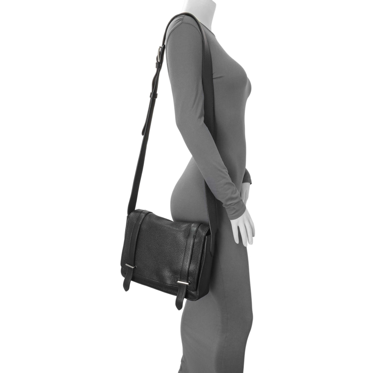 Hermes Black Taurillon Clemence Steve Caporal Messenger