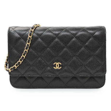 Chanel Black Quilted Caviar Wallet on Chain Handbags Chanel
