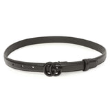 Gucci Black Calfskin Monochrome Double G 20mm Belt