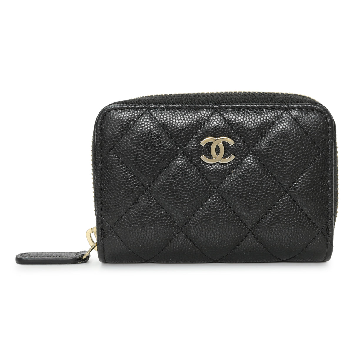 Chanel Black Quilted Caviar Zip Coin Purse Accessories Chanel