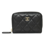 Chanel Black Quilted Caviar Zip Coin Purse Accessories Chanel