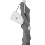 Chanel White Quilted Caviar Maxi Single Flap Handbags Chanel