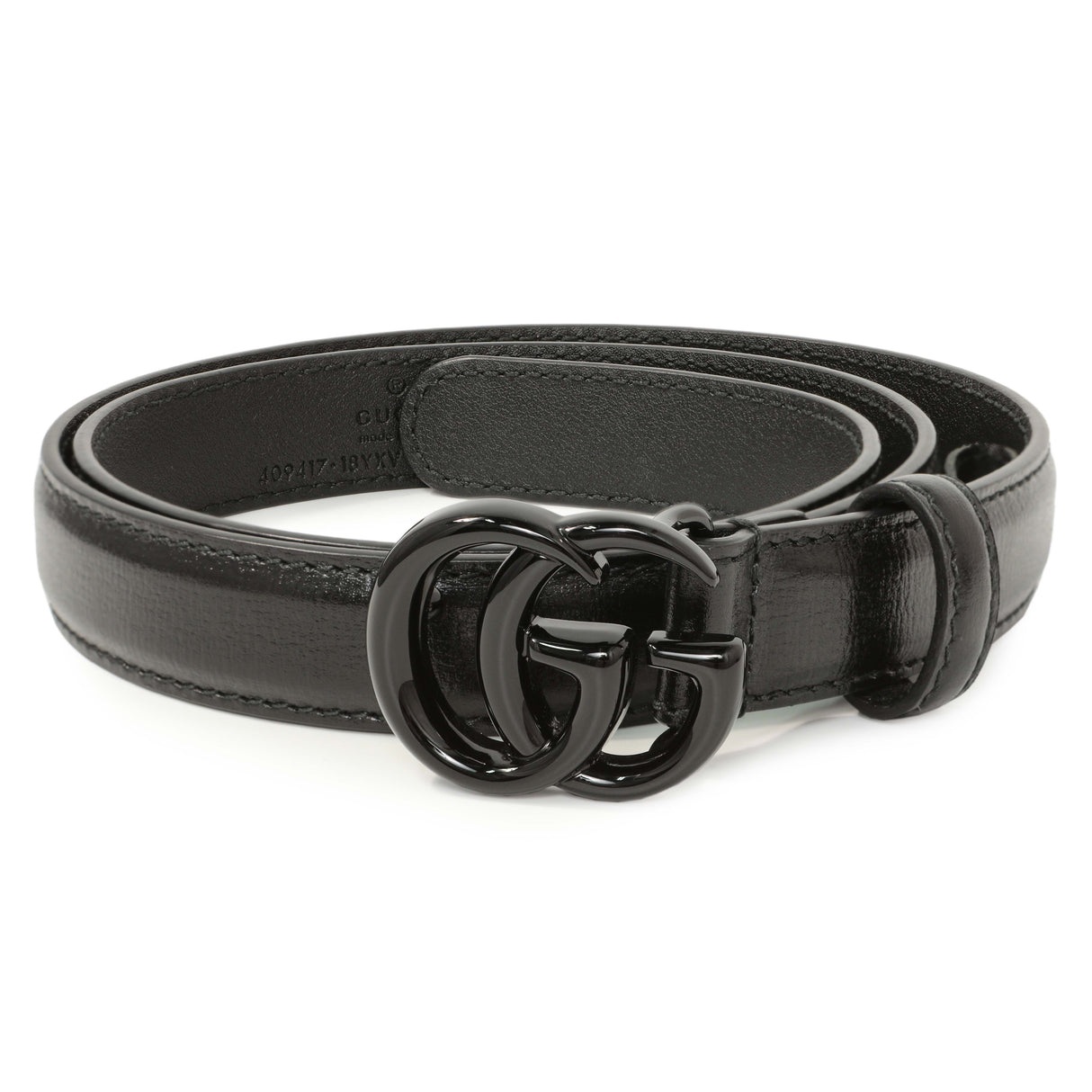 Gucci Black Calfskin Monochrome Double G 20mm Belt