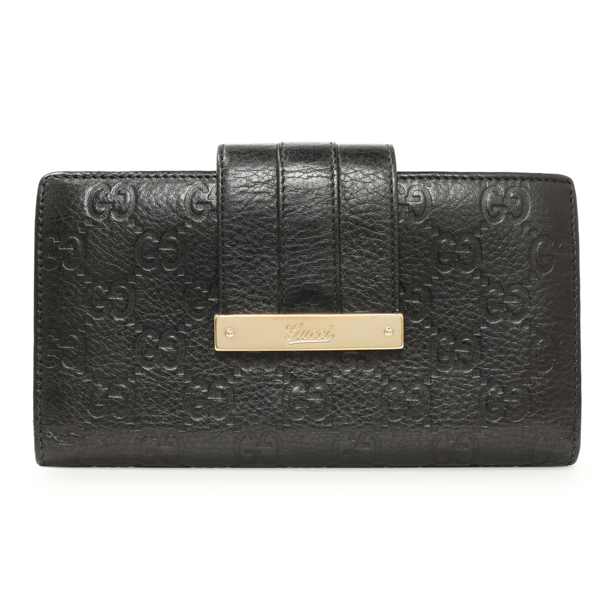 Gucci Black Guccissima Web Long Wallet