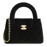 Chanel Black Quilted Velvet Nano Kelly Shopper Handbags Chanel