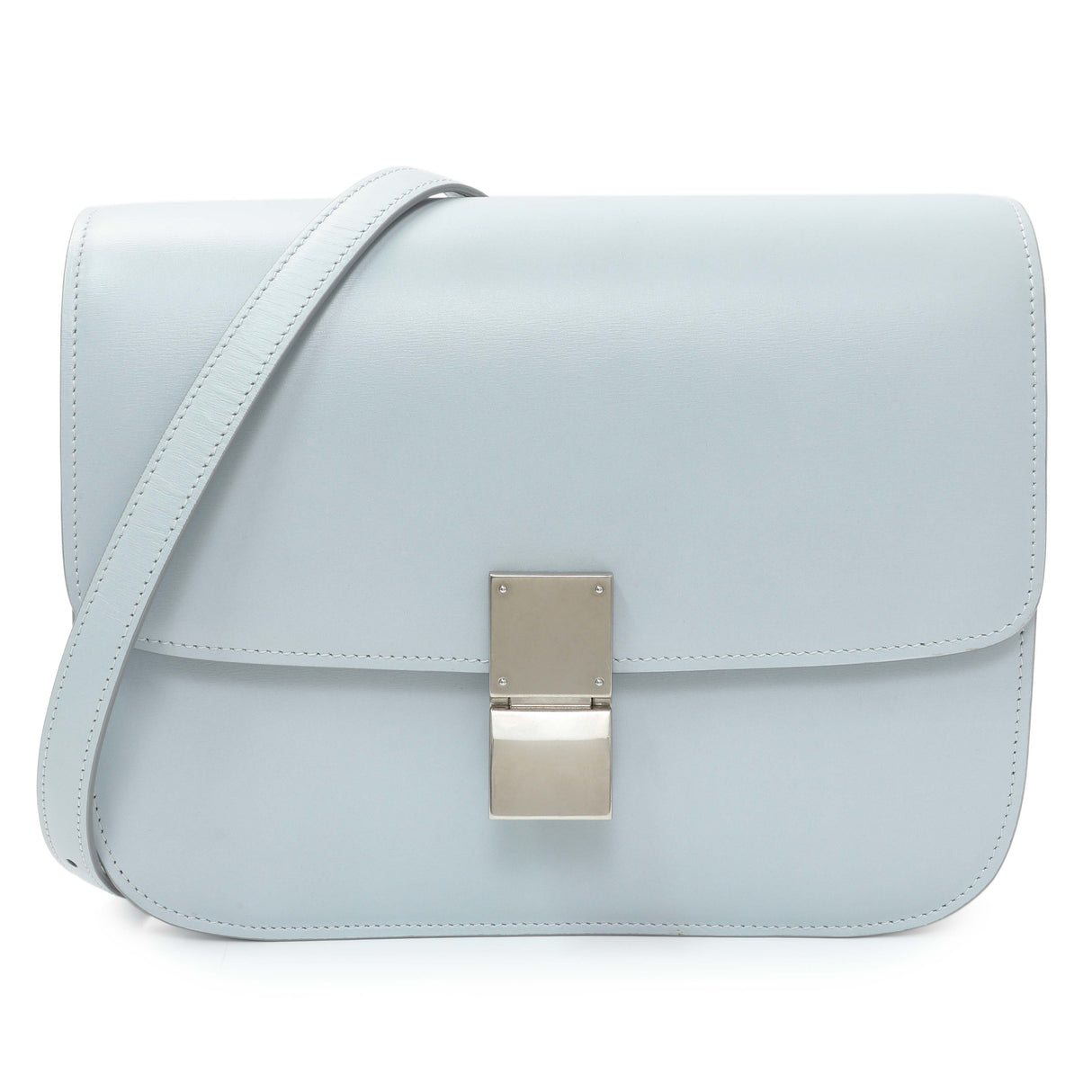 Celine Pale Blue Box Calfskin Medium Classic Flap Handbags Celine