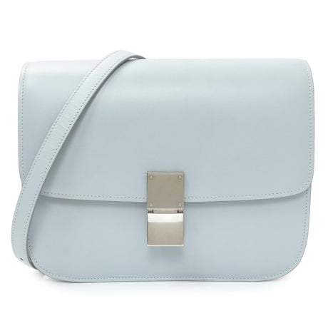 Celine Pale Blue Box Calfskin Medium Classic Flap Handbags Celine