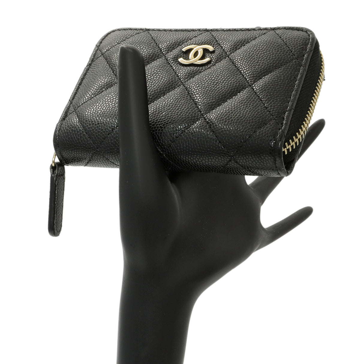Chanel Black Quilted Caviar Zip Coin Purse Accessories Chanel