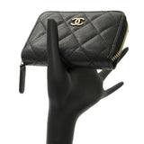 Chanel Black Quilted Caviar Zip Coin Purse Accessories Chanel