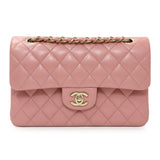 Chanel Pink Caviar Small Classic Double Flap Handbags Chanel