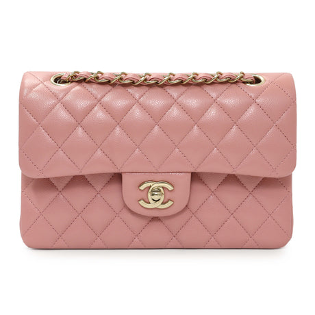 Chanel Pink Caviar Small Classic Double Flap Handbags Chanel