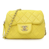 Chanel Yellow Quilted Calfskin Mini Chain Flap Handbags Chanel