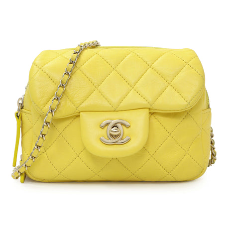 Chanel Yellow Quilted Calfskin Mini Chain Flap Handbags Chanel