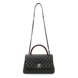 Chanel Black Caviar Lizard Embossed Quilted Small Coco Handle Flap Handbags Chanel