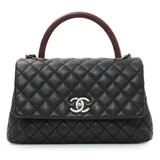 Chanel Black Caviar Lizard Embossed Quilted Small Coco Handle Flap Handbags Chanel