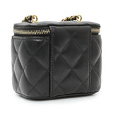 Chanel Black Lambskin Quilted Pearl Crush Mini Vanity Case With Chain Handbags Chanel
