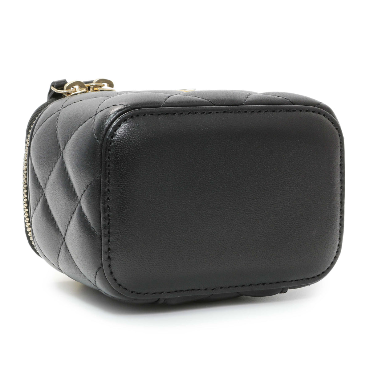 Chanel Black Lambskin Quilted Pearl Crush Mini Vanity Case With Chain Handbags Chanel