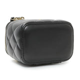Chanel Black Lambskin Quilted Pearl Crush Mini Vanity Case With Chain Handbags Chanel