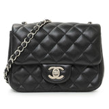 Chanel Black Quilted Lambskin Mini Square Flap Handbags Chanel