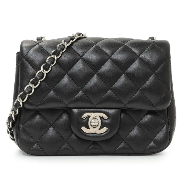 Chanel Black Quilted Lambskin Mini Square Flap Handbags Chanel