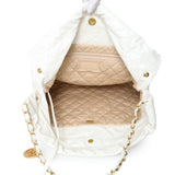 Chanel White Shiny Calfskin Large Chanel 22 Handbags Chanel